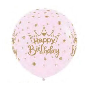 Sempertex Happy Birthday Crown Latex Balloon 60 cm Pink 60 cm