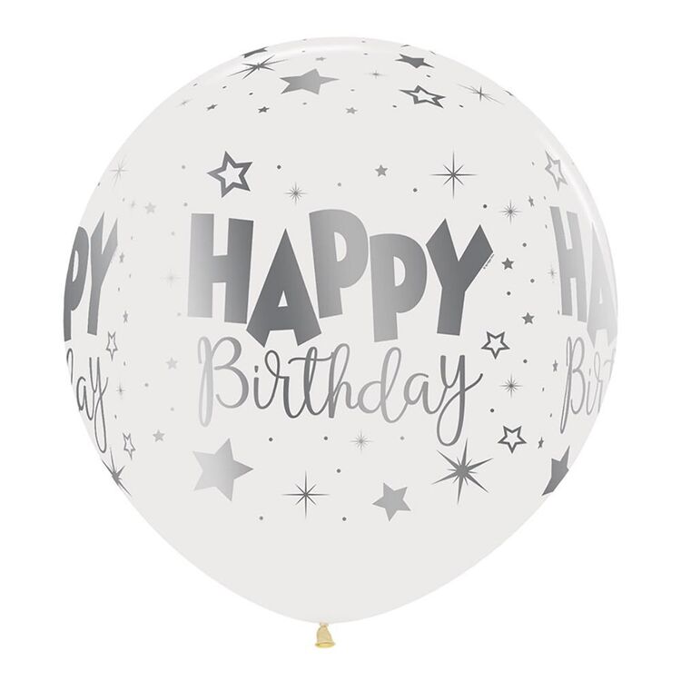Sempertex Happy Birthday Latex Balloon 60 cm Crystal Clear 60 cm