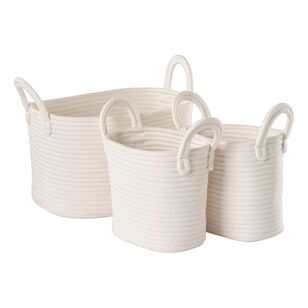Living Space Cotton Rope Baskets Set Of 3 White