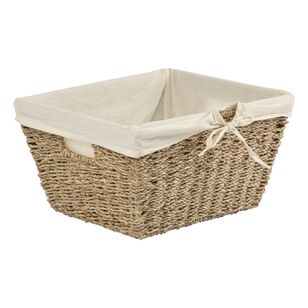 Living Space Seagrass Rectangle Basket With Lining Natural