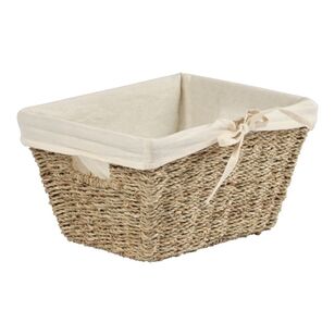 Living Space Seagrass Rectangle Basket With Lining Natural