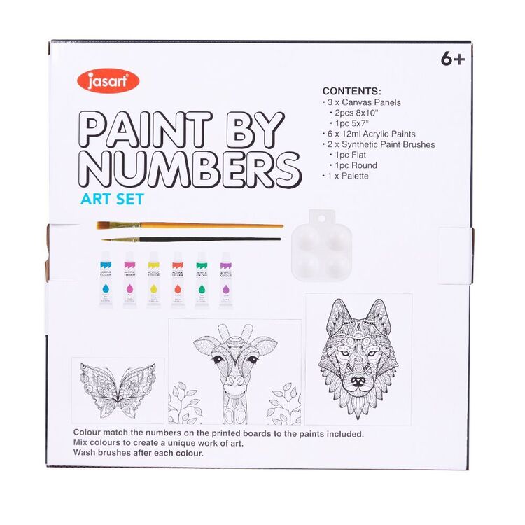 Jasart Kids Paint By Number Canvas Set Multicoloured