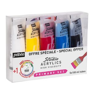 Pebeo Studio Acrylic Primary Paint Set Multicoloured