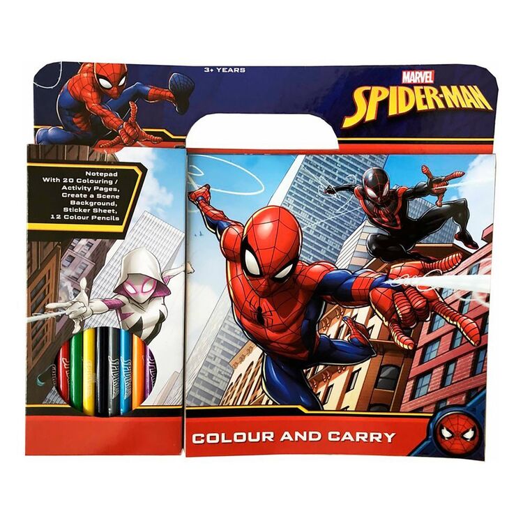 Spiderman Colour And Carry Case Multicoloured