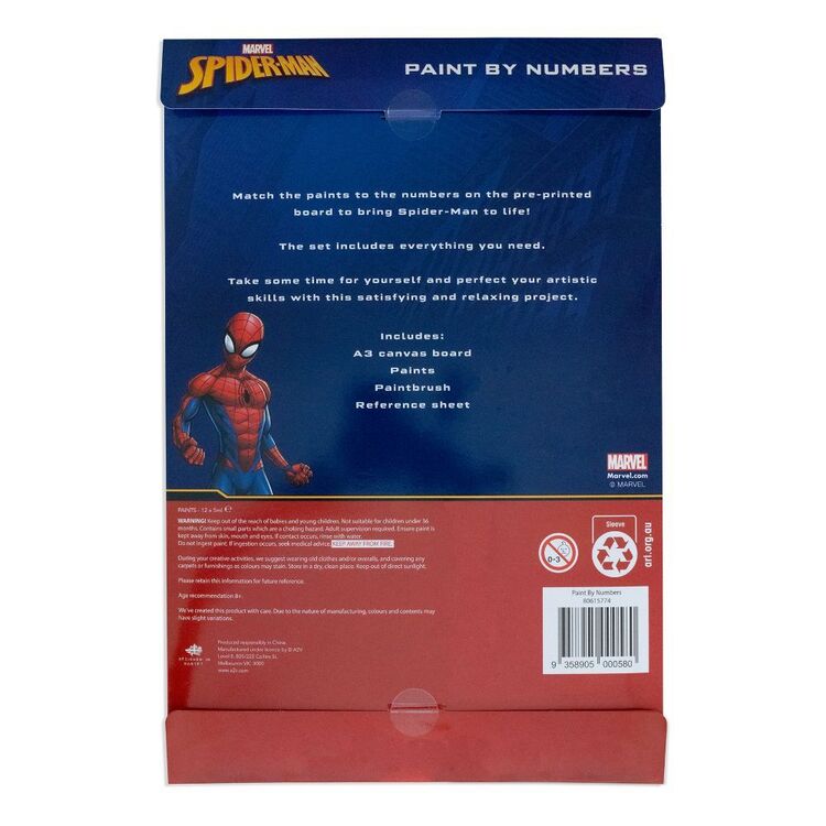 Marvel Spiderman A3 Paint By Numbers Multicoloured