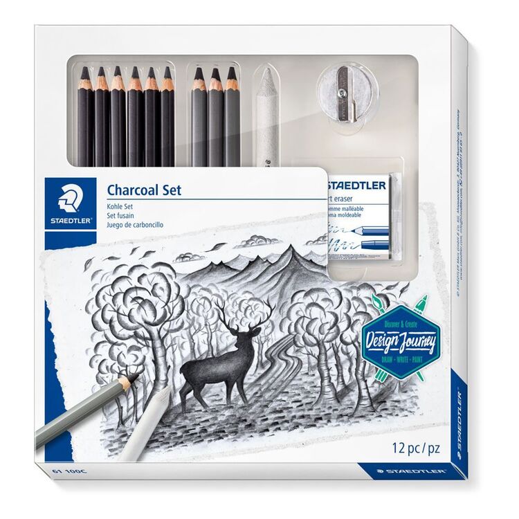 Faber-Castell Pitt Natural Willow Charcoal Pencil Set Set of 3
