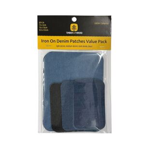 Timber and Thread Denim Patches Iron On 24 Pack Multicoloured