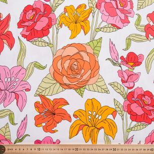 Floral Outline 127 cm Sateen Fabric Multicoloured 127 cm