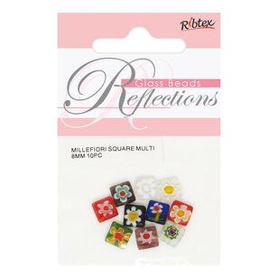 Ribtex Reflections Millefiori Square Glass Beads Multicoloured