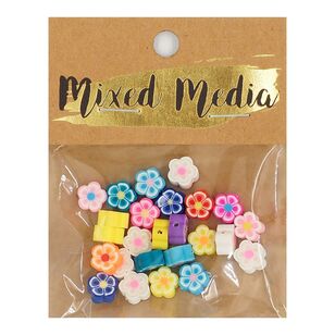 Ribtex Mixed Media Fimo Flower Beads 10 mm Multicoloured