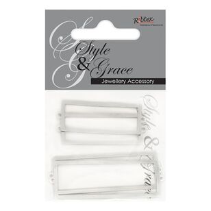 Ribtex Style & Grace Connector Silver Rectangle 4 Pack Multicoloured