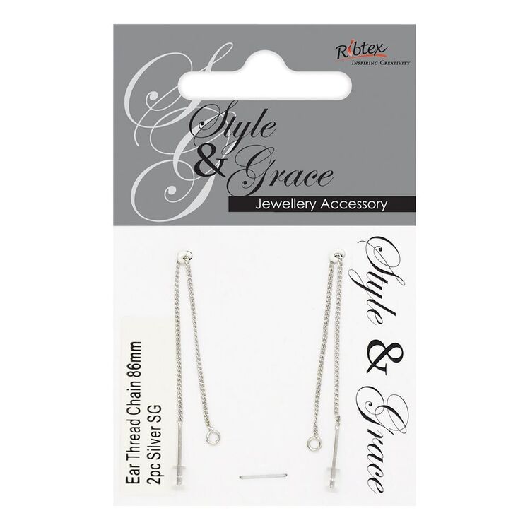 Silver Thread Chain Ribtex Style & Grace Ear Thread Chain Silver 2 Pack Multicoloured ...
