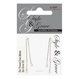 Ribtex Style & Grace Ear Thread Chain Silver 2 Pack Multicoloured