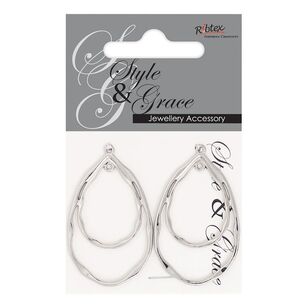 Ribtex Style & Grace Double Teardrop Earring Silver 2 Pack Multicoloured