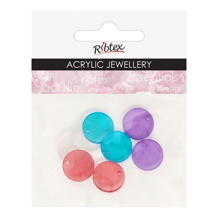 Ribtex Transparent Circle 15 mm Acrylic Jewellery 8 Pack Multicoloured