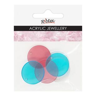 Ribtex Transparent Circle 25 mm Acrylic Jewellery 6 Pack Multicoloured