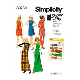 Simplicity Pattern S9739 Misses' Back-Wrap Dress and Jumper in Two Lengths White XS - XL