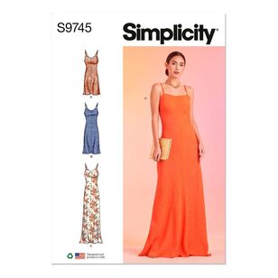 Simplicity Pattern S9745 Misses' Slip Dress in Three Lengths White