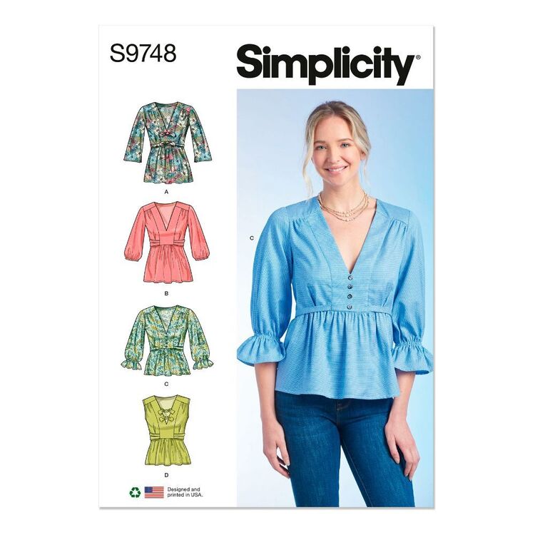 Simplicity S9748 Misses' Top with Sleeve Variations Pattern