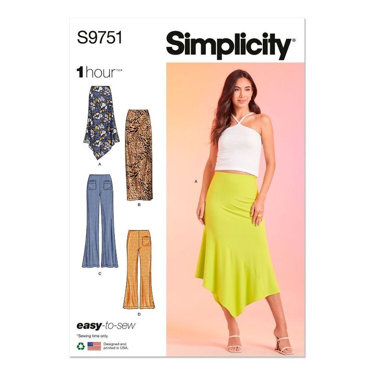 Simplicity Pattern S9751 Misses Knit Skirts And Pants White