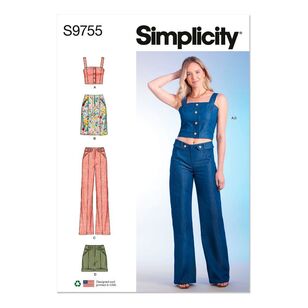 Simplicity Pattern S9755 Misses' Top, Skirt, Pants and Shorts White