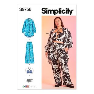 Simplicity Pattern S9756 Misses' and Women's Shirt, Pants and Halter Top White