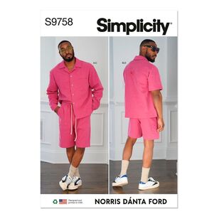Simplicity Pattern S9758 Men's Shirts and Shorts White