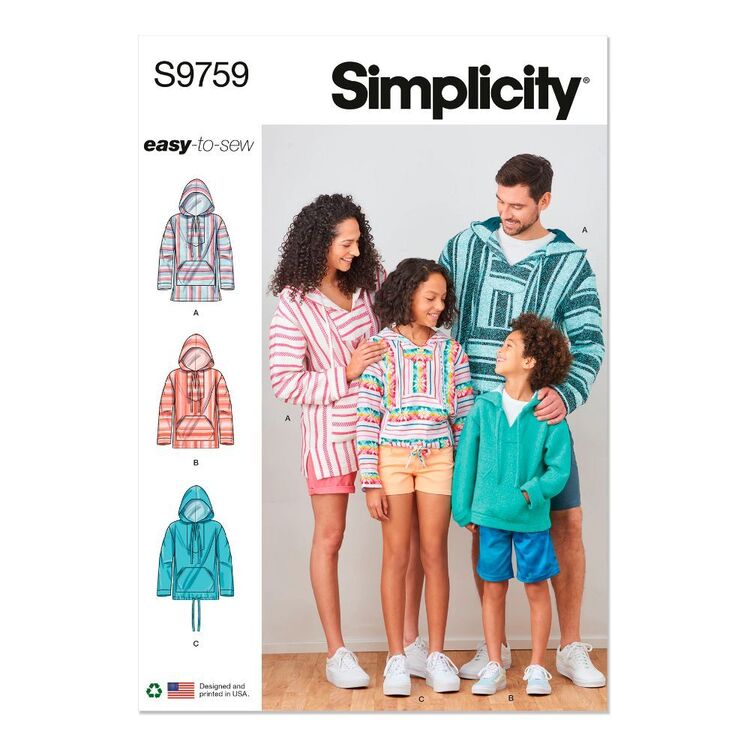 Simplicity S9759 Children's, Teens' & Adults' Hoodie Pattern