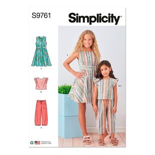 Simplicity Pattern S9761 Children's and Girls' Dress, Top and Pants  White