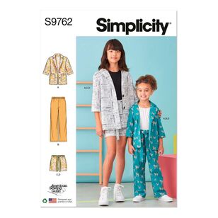 Simplicity Pattern S9762 Children's And Girls' jacket, Pants and Shorts White