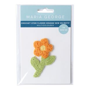 Maria George Crochet Stem Flower Sew On Motif Orange Multicoloured