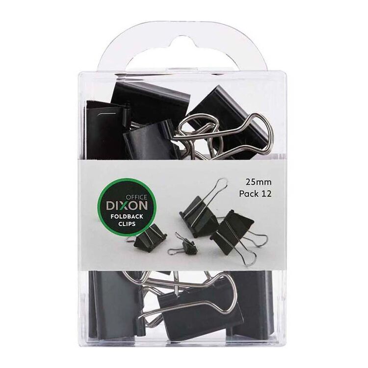 Dixon Foldback Clips 12 Pack Black