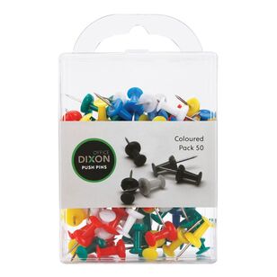 Dixon Push Pins 50 Pack Multicoloured