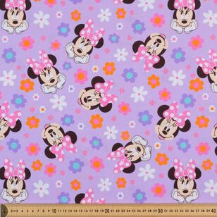 Disney Minne Mouse Flower Power 112 cm Cotton Fabric Purple 112 cm