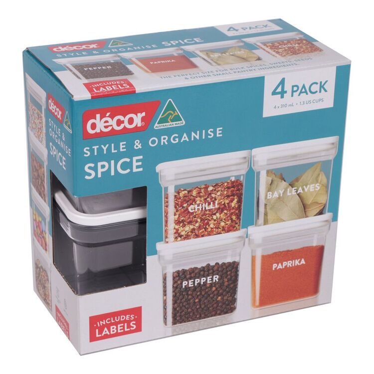Decor Pantry Style and Organise 310 mL spice container 4 pack Clear