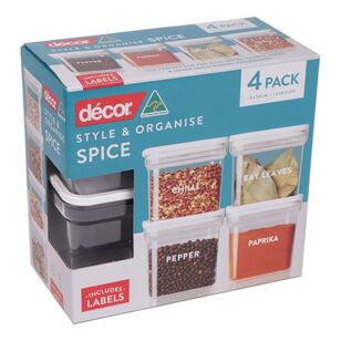 Decor Pantry Style and Organise 310 mL spice container 4 pack Clear 310 mL