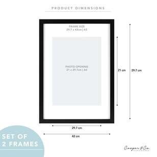 Cooper & Co 2 Pack Paradise A3/A4 Wooden Photo Frames Black A3 / A4