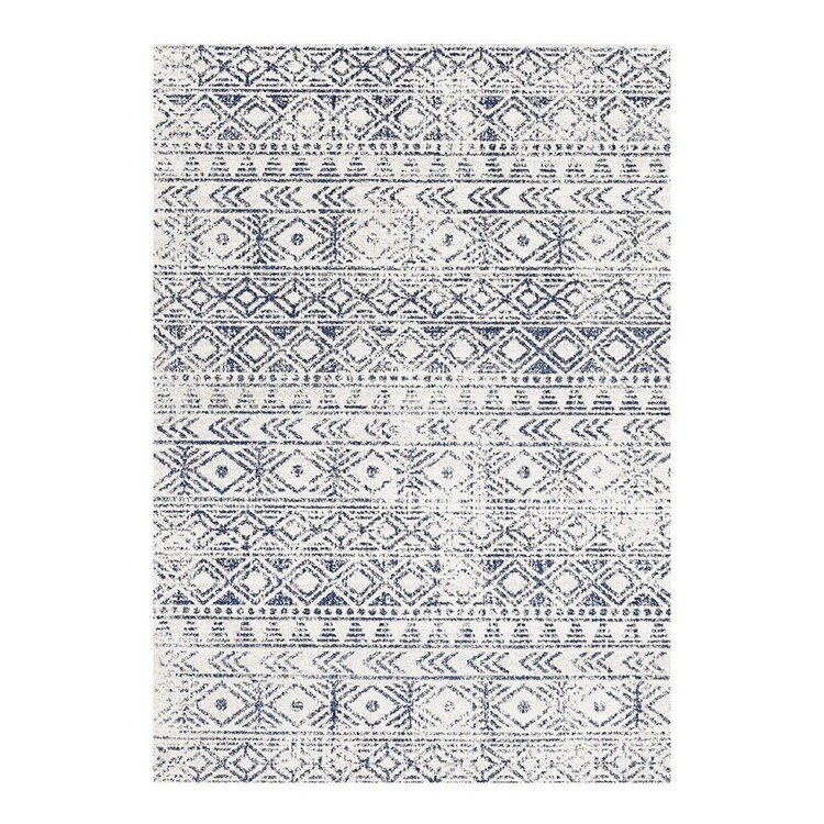 Rug Culture Aztec Durable Polypropylene Rug Blue & White