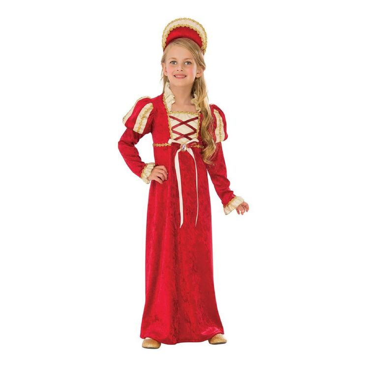 Medieval Princess Kids Costume Red & Gold