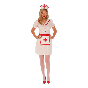 Nurse Adult Costume White & Red
