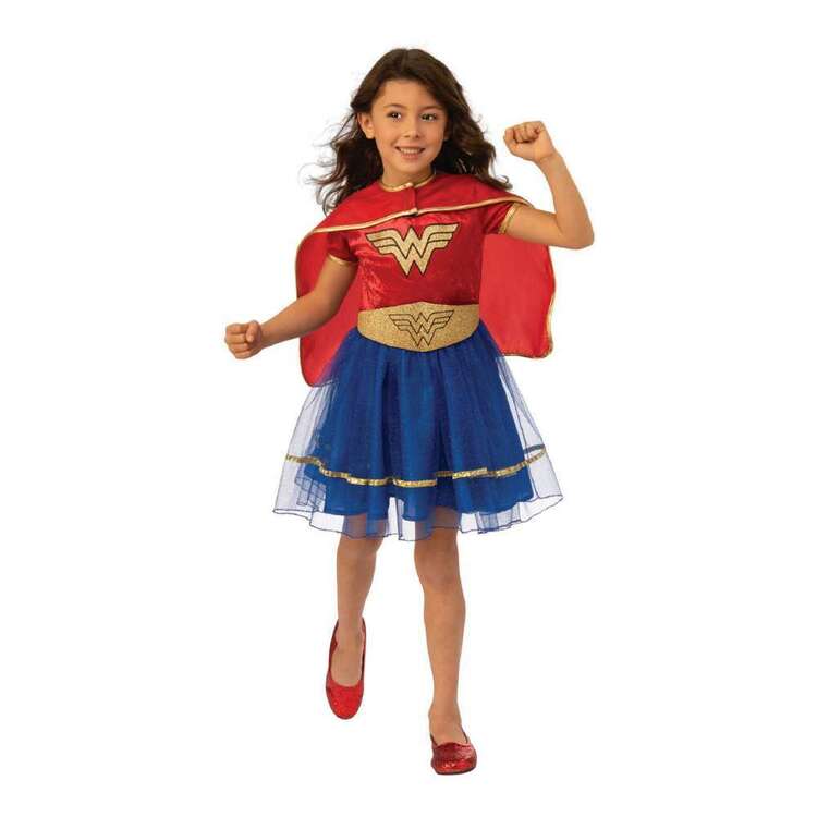 Wonder Woman Deluxe Kids Tutu Costume Red, Blue & Gold Large