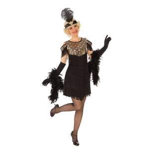 Gold Flapper Adult Costume Black & Gold Small