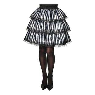 Striped Black & White Ruffle Adult Skirt Black & White Standard