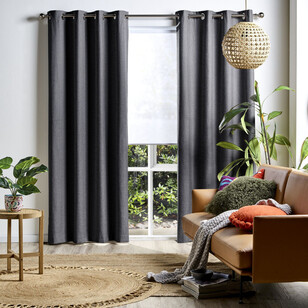 Gummerson Neutrals Extended Width Eyelet Curtains Charcoal 340 - 410 x 223 cm