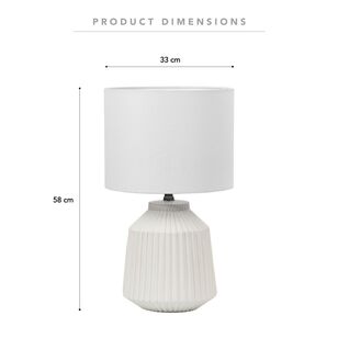 Cooper & Co Pleat Ceramic Table Lamp White 36 cm