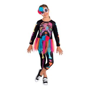 Skeleton Girl Neo Kids Costume Multicoloured