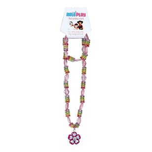 Beaded Necklace & Beaded Bracelet Kids Jewellery Pack Multicoloured