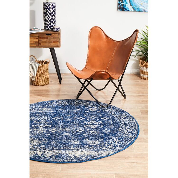 Rug Culture Oasis Transitional Round Rug Navy