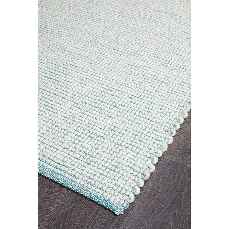 Turquoise Silk Ribbed Rug Rug Culture Loft Rug Turquoise | Spotlight Australia