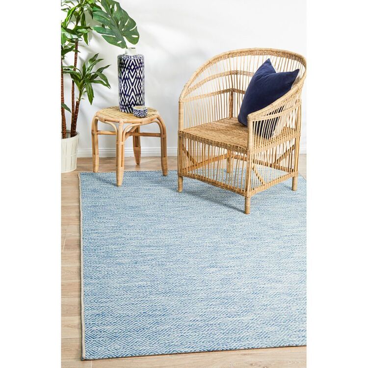 Spotlight Blue Rug Rug Culture Terrace Diamond Indoor/Outdoor Rug Blue | Spotlight Australia